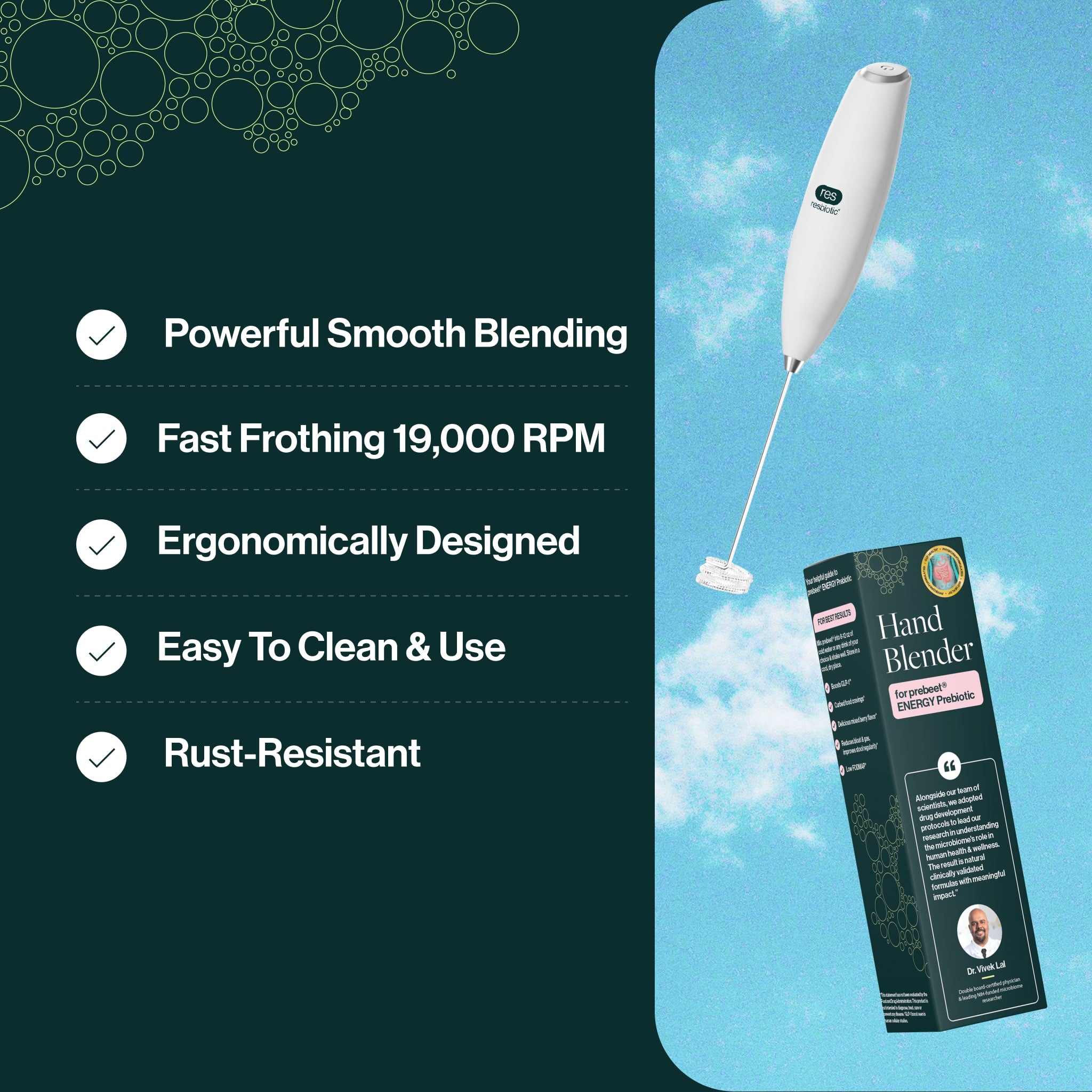 Powerful Motor & Fast Froth
Blend effortlessly with less mess! Our stainless steel hand mixed reduces splashes.