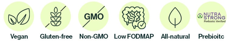 Our supplements are also third-party tested, microbiome-friendly, which is rare in our category, and gluten free, non GMO, all natural, sugar free, vegan, cruelty free, dairy free, soy free, nut free, caffeine free, diet inclusive (keto, paleo, low FODMAP), and made in the USA.