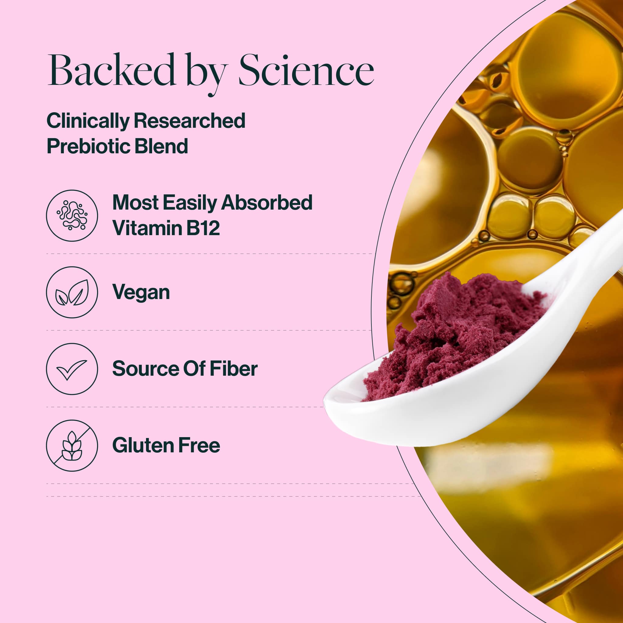 Extensive preclinical and clinical data on our supplements is obtained through rigorous in vitro testing and human clinical trials, making them some of the best physician-developed supplements on the market. prebeet is gluten-free, non-GMO, low FODMAP, vegan, cruelty-free, dairy-free, soy-free, nut-free, caffeine-free, diet-inclusive (keto, paleo), and made in the USA.