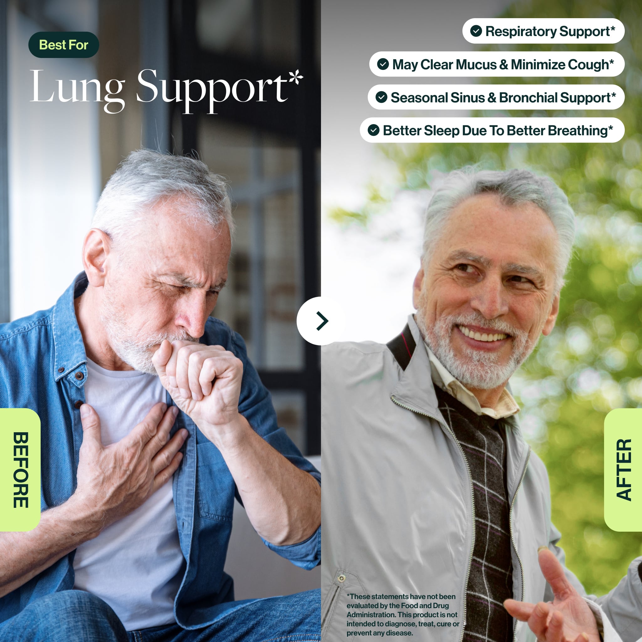 resB for respiratory structure & function support*, may clear mucus & minimize cough*, seasonal sinus & bronchial support*, improves gut & immune health*, Better sleep due to better breathing*