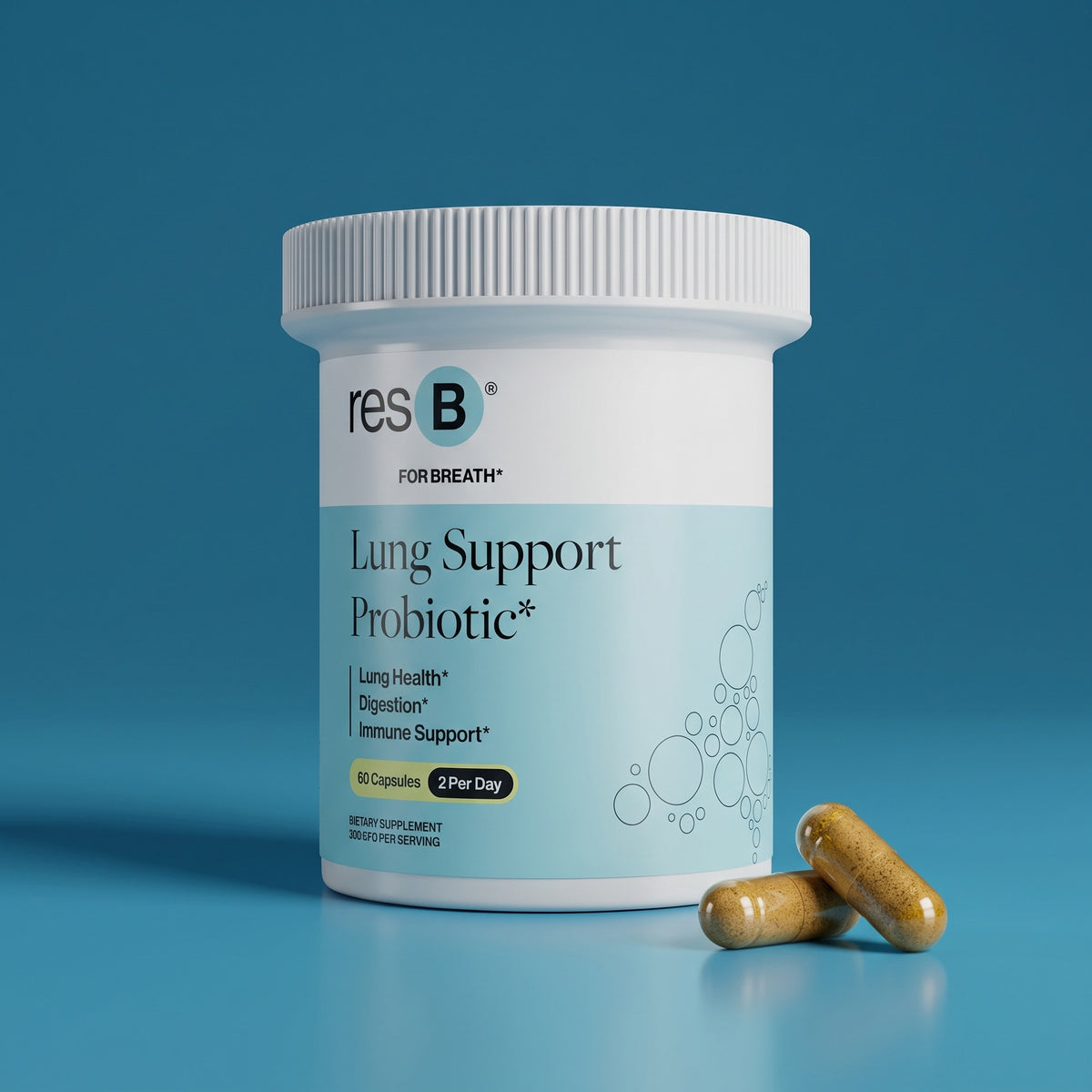 World's #1 clinically validated & pulmonologist recommended lung supplement probiotic for respiratory structure & function support*, may clear mucus & minimize cough*, seasonal sinus & bronchial support*, improves gut & immune health*, Better sleep due to better breathing*