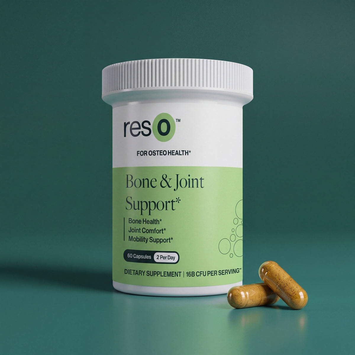 resO™ Bone & Joint Postbiotic
Stronger Bones, Comfortable Joints & Better Movement
A science-backed formula designed to help relieve day-to-day stiffness for improved movement.
Benefits
✔ Joint comfort & flexibility*
✔ Helps maintain bone strength & mobility*
✔ Promotes recovery after physical activity*
✔ Designed for men & women, every day*