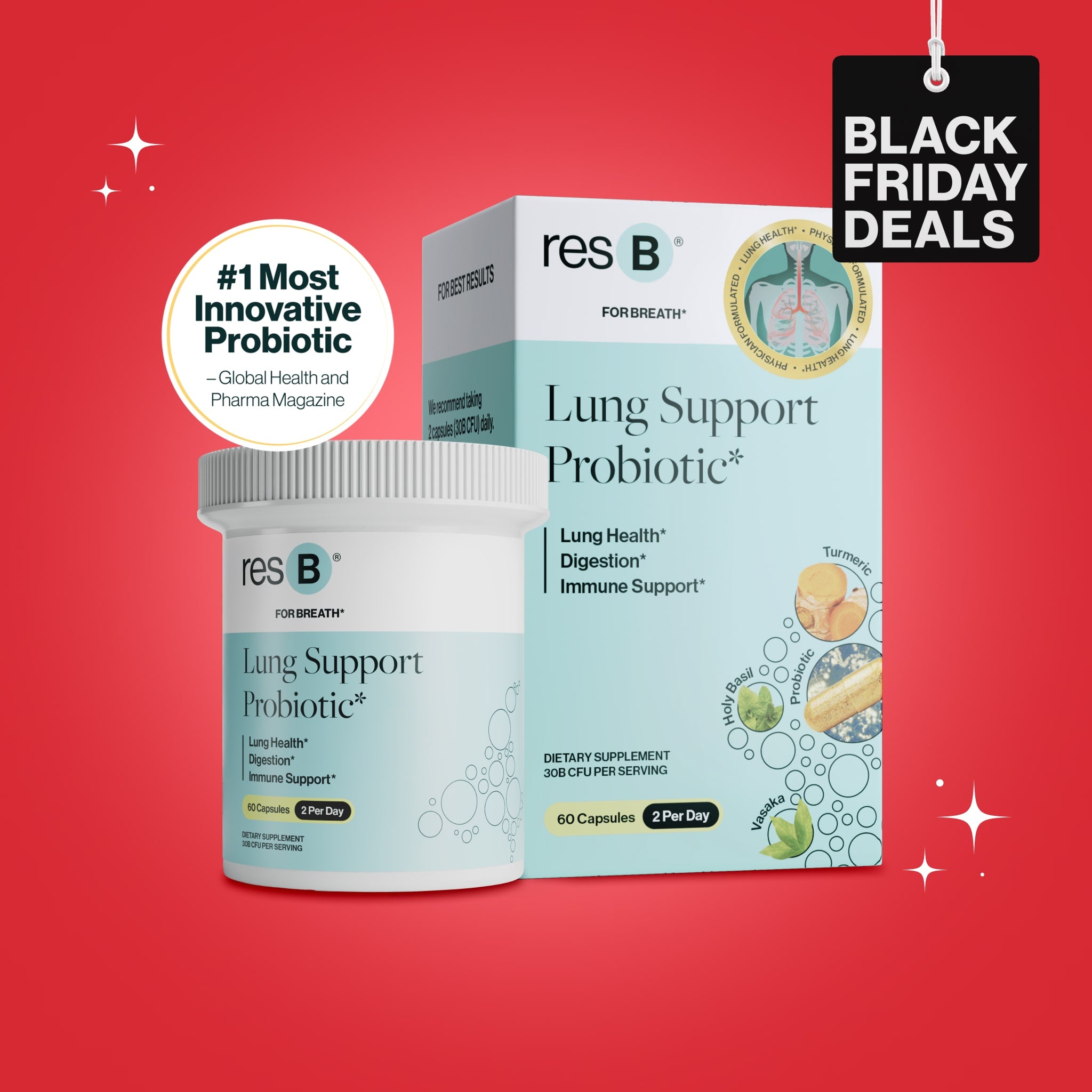 World's #1 clinically validated & pulmonologist recommended lung supplement probiotic for respiratory structure & function support*, may clear mucus & minimize cough*, seasonal sinus & bronchial support*, improves gut & immune health*, Better sleep due to better breathing*