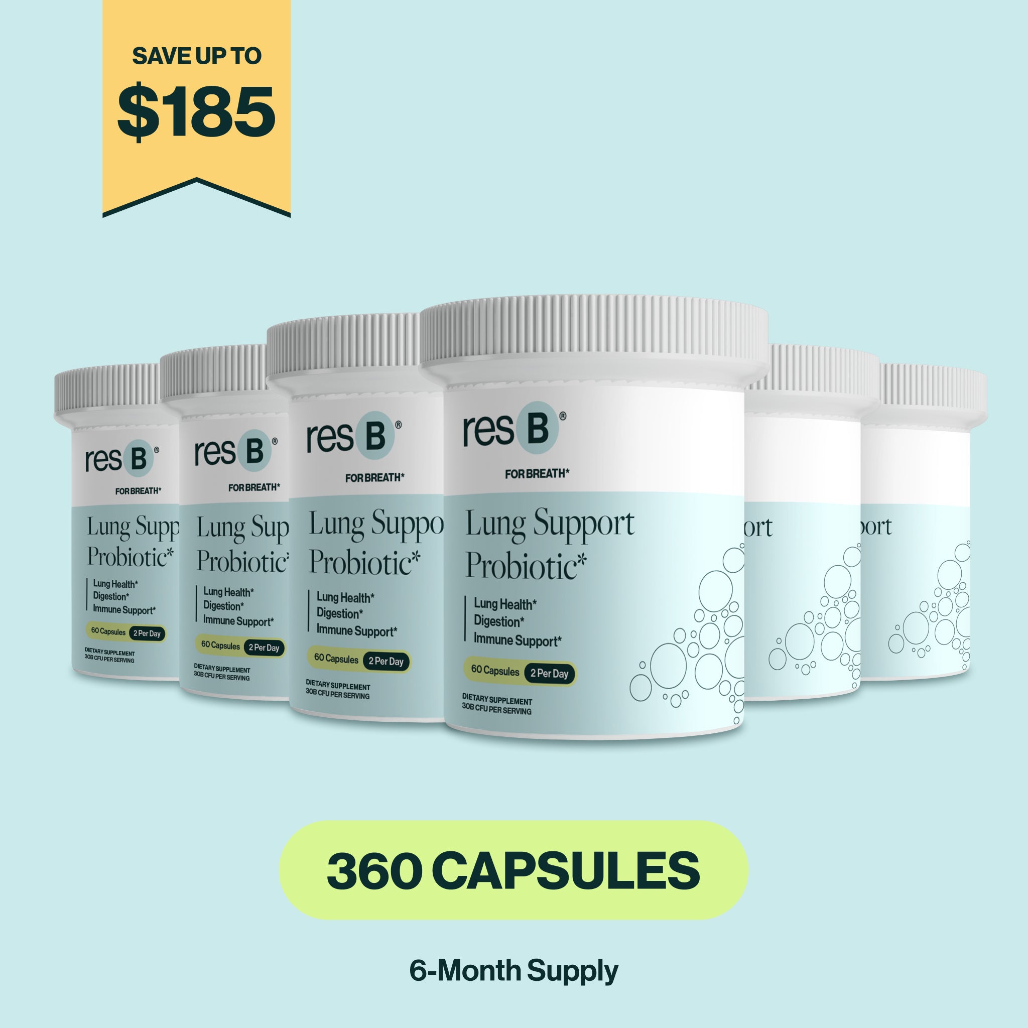 World's #1 clinically validated & pulmonologist recommended lung supplement probiotic for respiratory structure & function support*, may clear mucus & minimize cough*, seasonal sinus & bronchial support*, improves gut & immune health*, Better sleep due to better breathing*