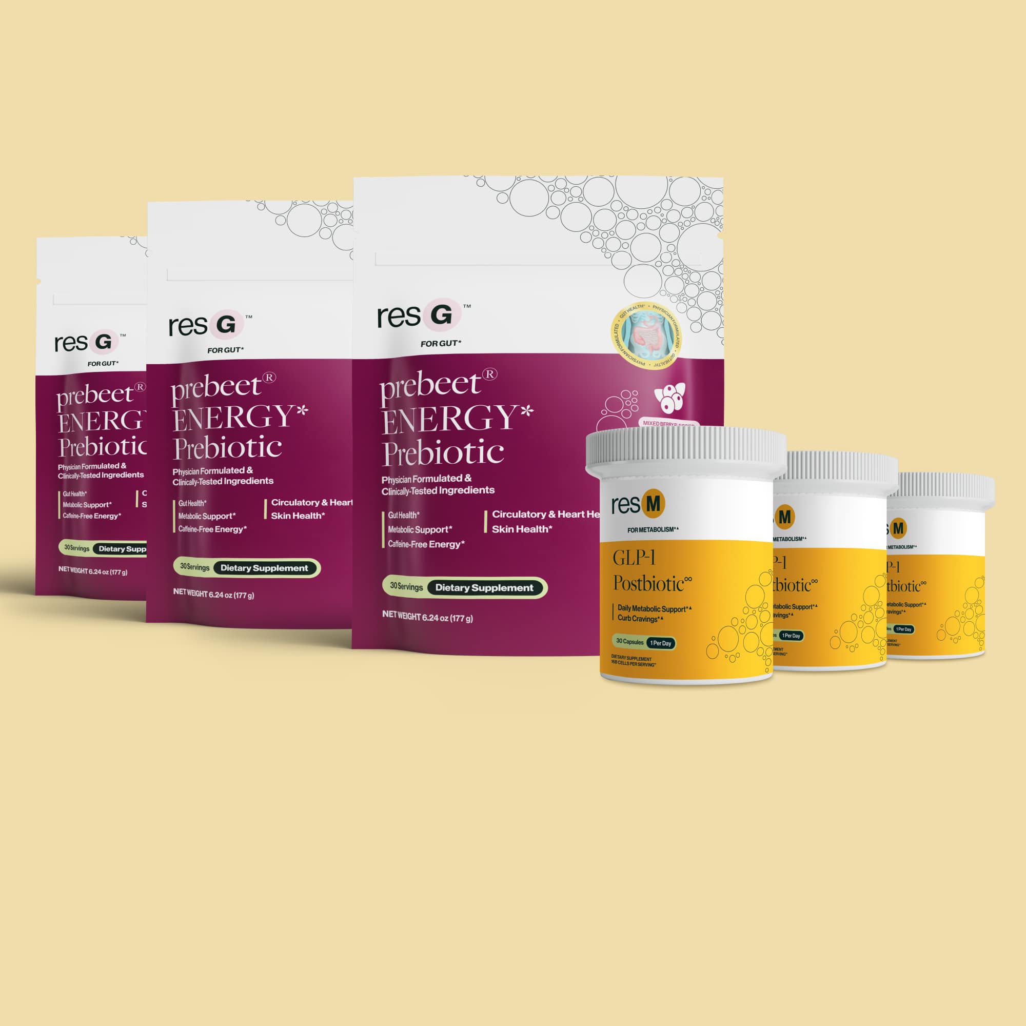 COMING SOON! Ultimate metabolism bundle with expert GLP-1 formulas¹ for metabolism support (weight, curbed cravings, healthy blood sugar)*, digestive support (bloat & gas, stool regularity)*, heart and circulatory support*, and caffeine-free energy boost*