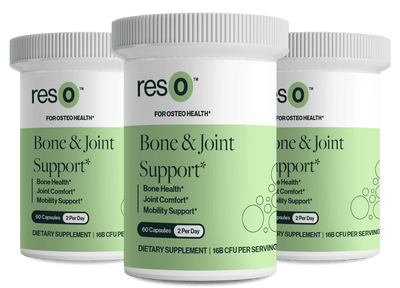 resO™ Bone & Joint Postbiotic
Stronger Bones, Comfortable Joints & Better Movement

A science-backed formula designed to help relieve day-to-day stiffness for improved movement. 

Benefits
✔ Joint comfort & flexibility*
✔ Helps maintain bone strength & mobility*
✔ Promotes recovery after physical activity*
✔ Designed for men & women, every day*
